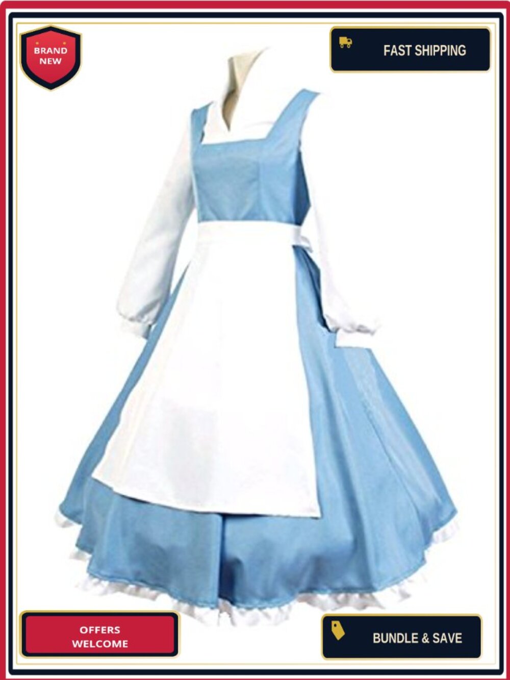 Women's Apron Maid Dress Cosplay Costume Halloween Role Play